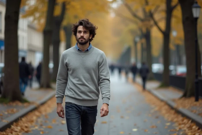 Pierre Haroche se promenant dans un quartier parisien en automne